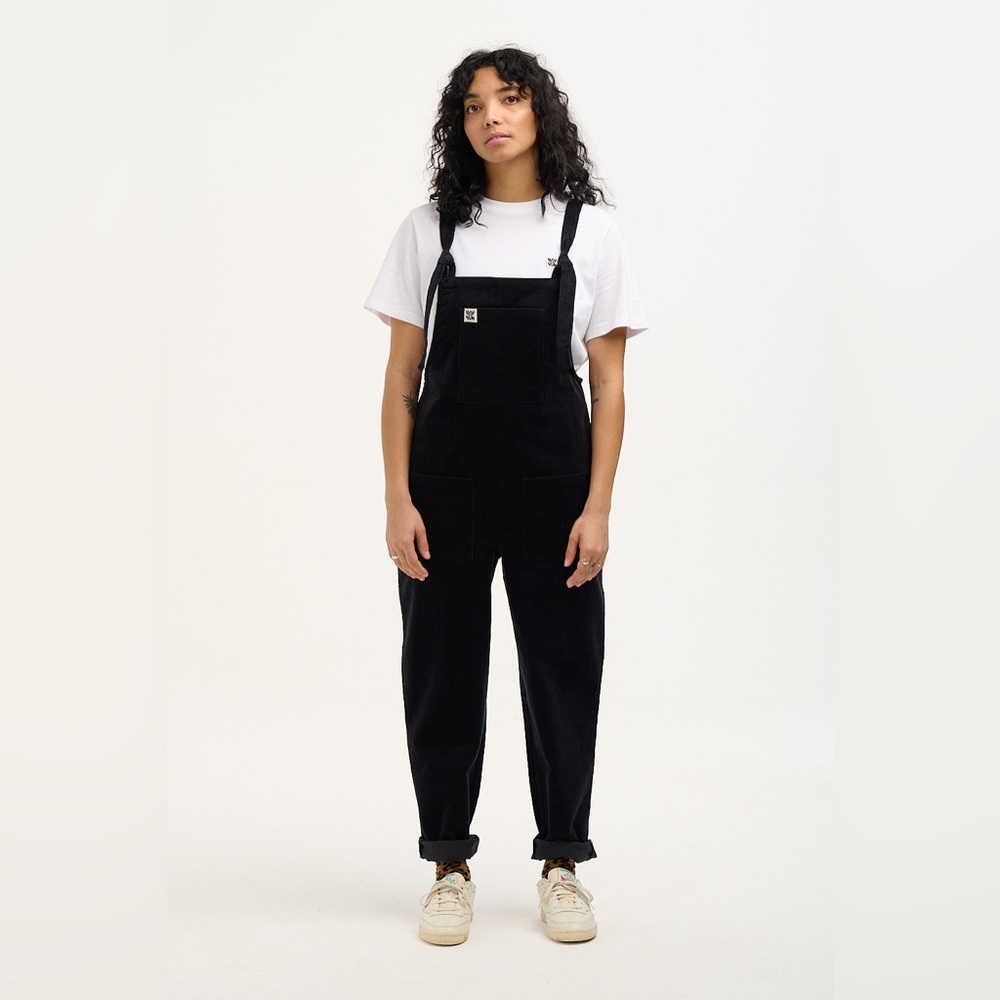 Lucy and Yak 'The Organic Original' Corduroy Dungarees in Charcoal Black
